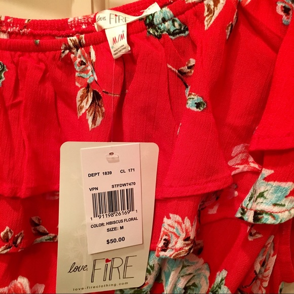 Love Fire One Shoulder Red Floral Dress -NWT - Picture 3 of 3